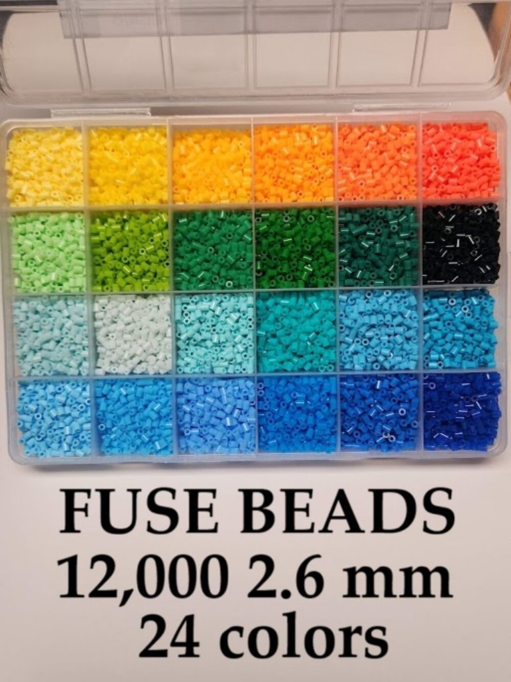 Mini Fuse Beads Kit 12,000 Beads 2.6mm in 24 Colors Craft Supplies Crafting Set